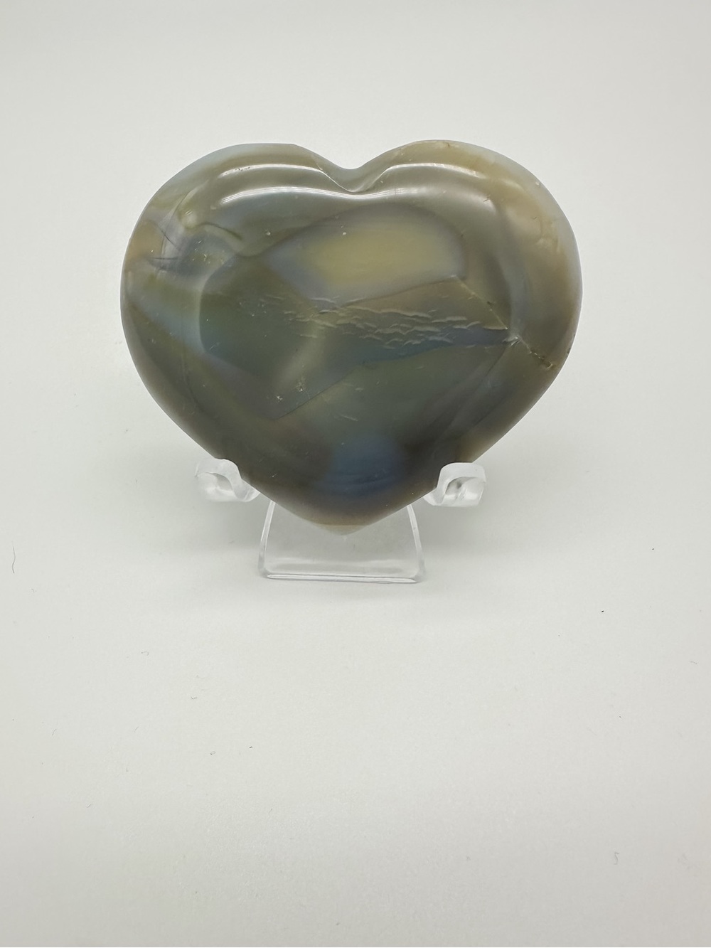 Polished Heart-Shaped Decorative Stone - Gray Green